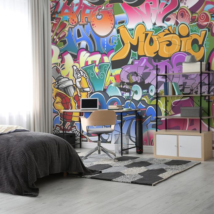 Wand graffiti wohnzimmer