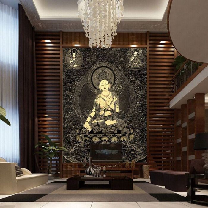 Buddha meditation altar temple malaysia zen pooja mandir foyer shrine puja variantliving